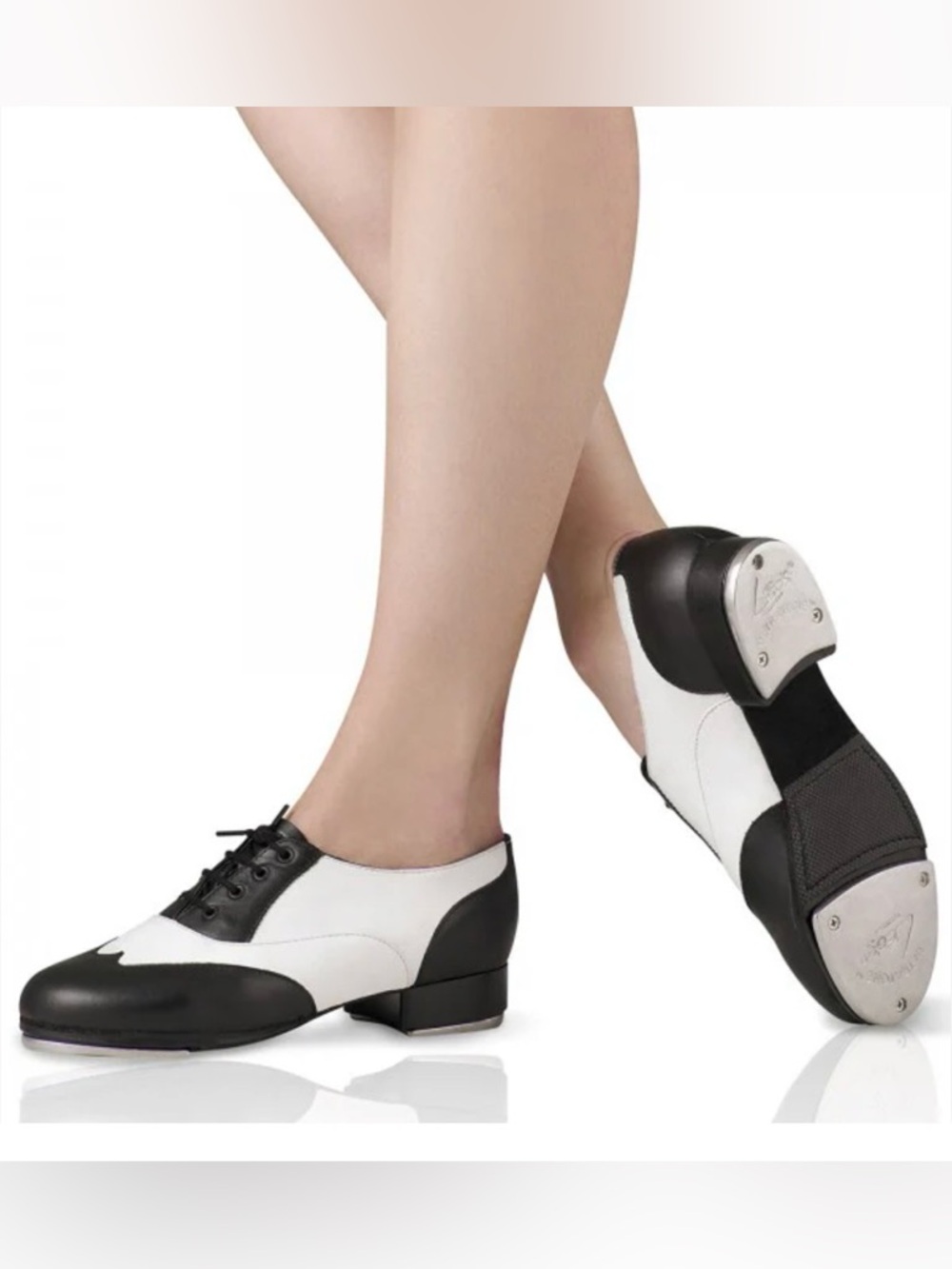 Leo’s black & white lace up tap shoe